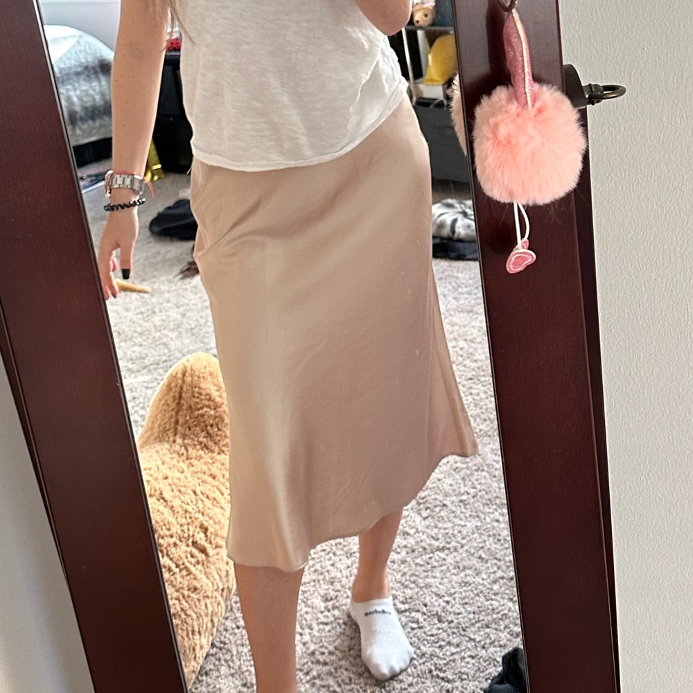 NWOT Aqua Satin Midi Skirt